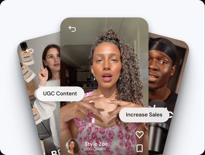 UGC-style creators holding products to camera in a vertical talking-head format